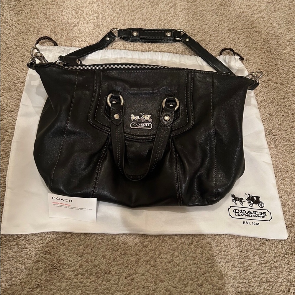Vintage Coach Black Coach Satchel Handbag W/ MATCHING Coach Wristlet